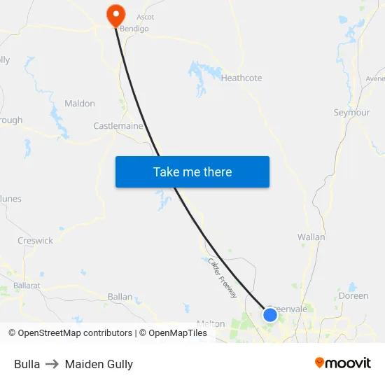 Bulla to Maiden Gully map