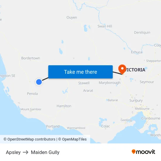 Apsley to Maiden Gully map