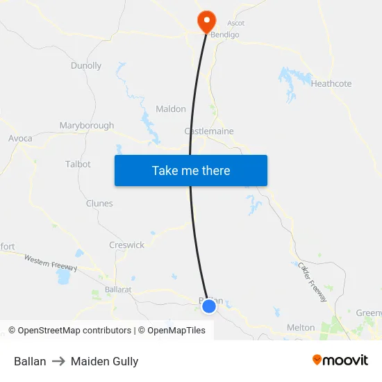 Ballan to Maiden Gully map