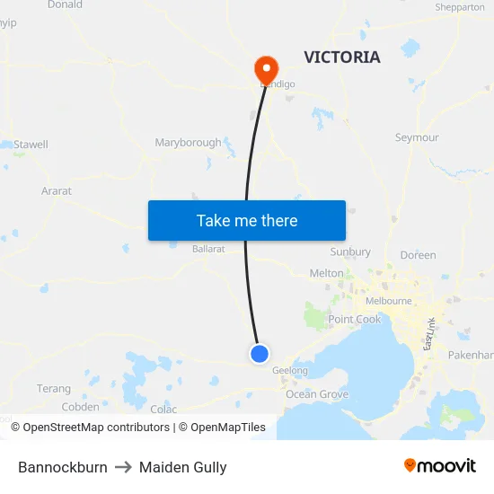 Bannockburn to Maiden Gully map