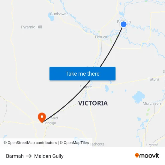 Barmah to Maiden Gully map