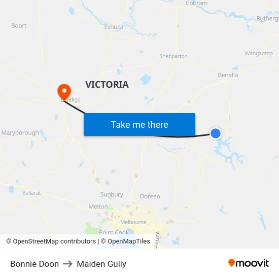 Bonnie Doon to Maiden Gully map
