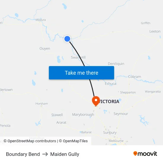 Boundary Bend to Maiden Gully map