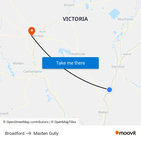 Broadford to Maiden Gully map