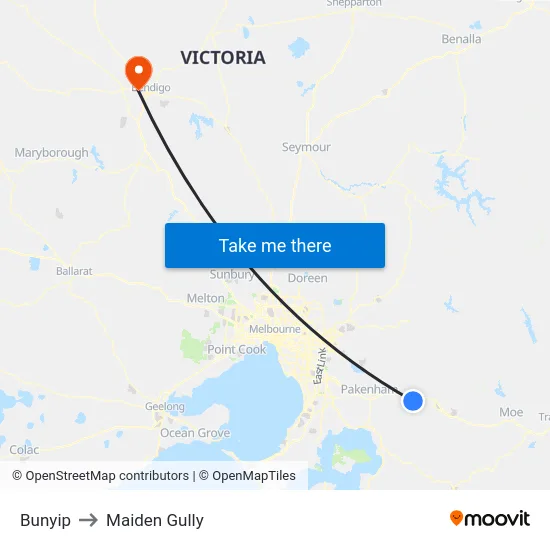 Bunyip to Maiden Gully map