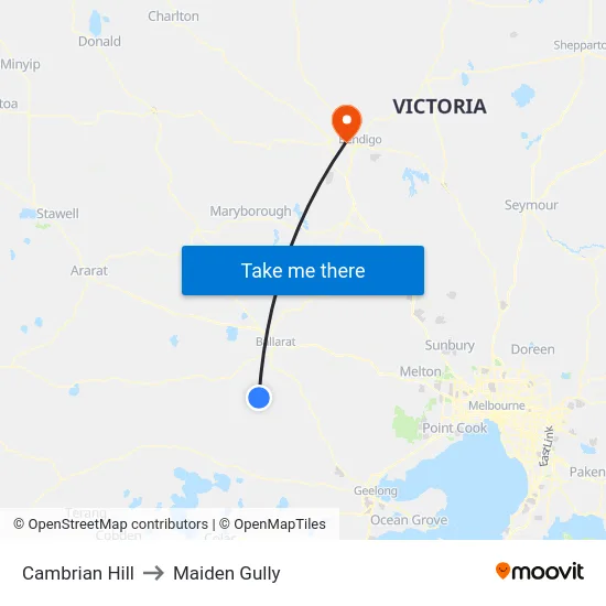 Cambrian Hill to Maiden Gully map