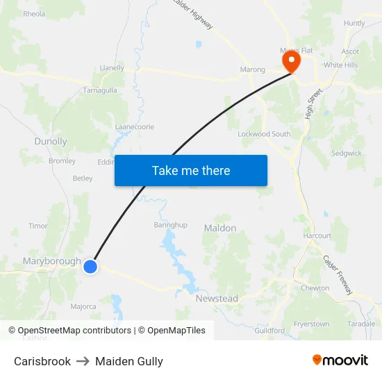 Carisbrook to Maiden Gully map
