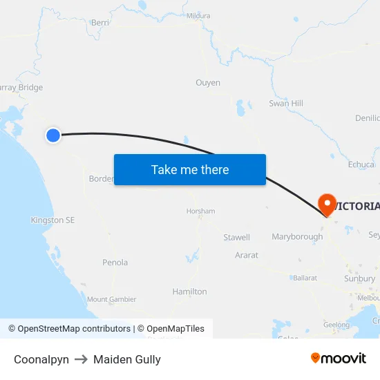 Coonalpyn to Maiden Gully map