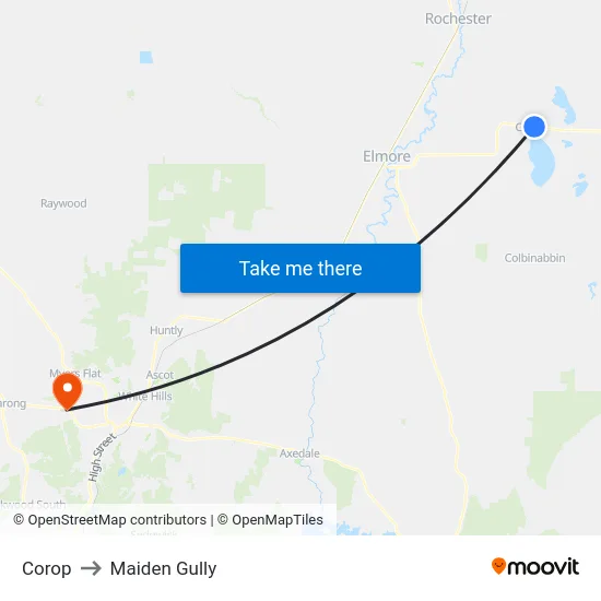 Corop to Maiden Gully map