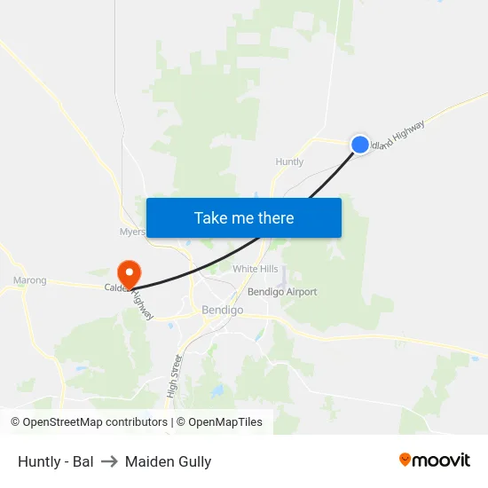 Huntly - Bal to Maiden Gully map