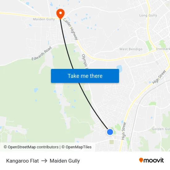 Kangaroo Flat to Maiden Gully map