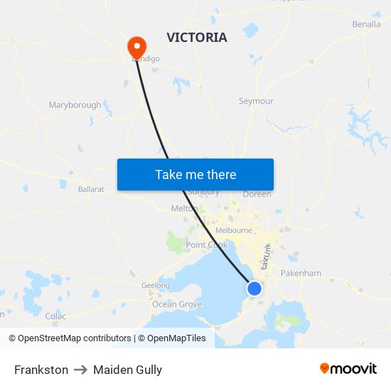 Frankston to Maiden Gully map