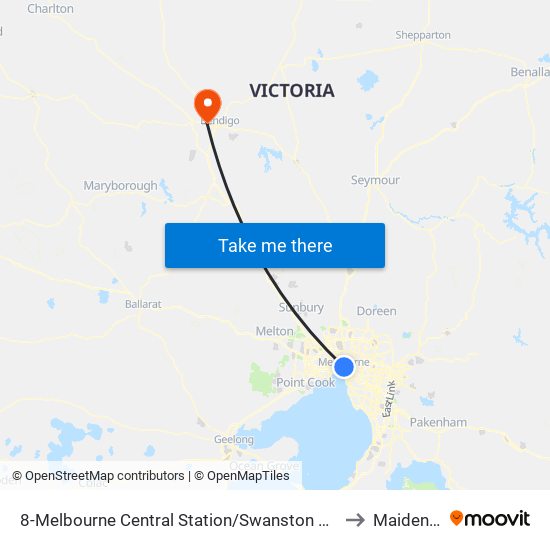 8-Melbourne Central Station/Swanston St (Melbourne City) to Maiden Gully map