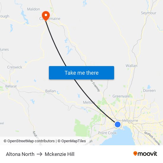 Altona North to Mckenzie Hill map