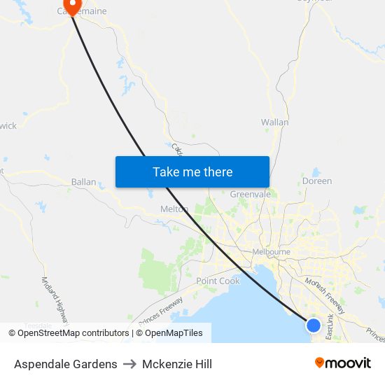 Aspendale Gardens to Mckenzie Hill map