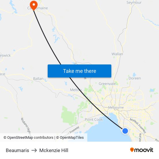 Beaumaris to Mckenzie Hill map