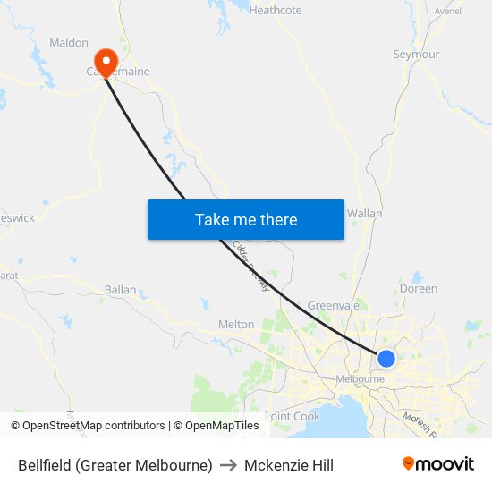 Bellfield (Greater Melbourne) to Mckenzie Hill map