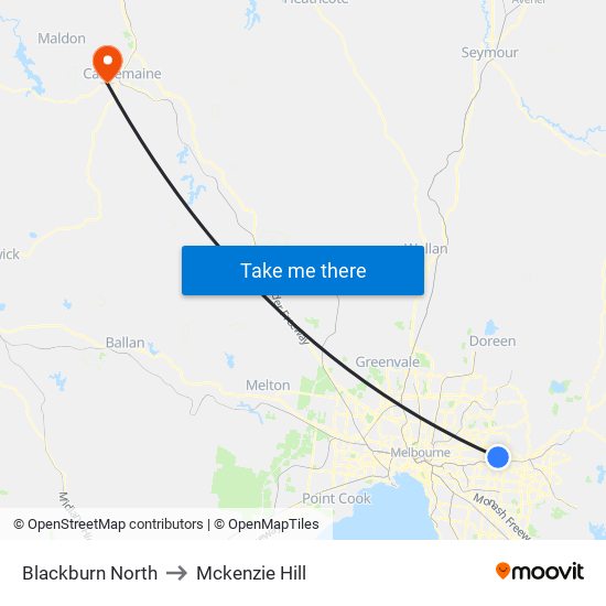 Blackburn North to Mckenzie Hill map