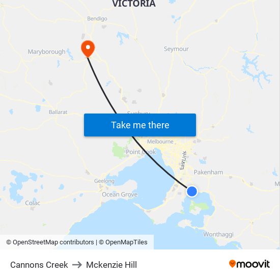 Cannons Creek to Mckenzie Hill map