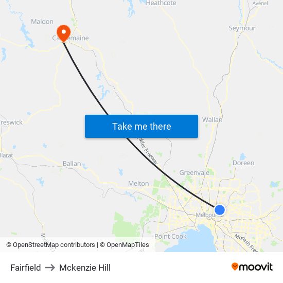Fairfield to Mckenzie Hill map