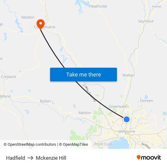 Hadfield to Mckenzie Hill map