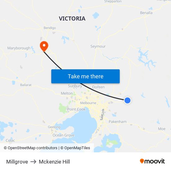 Millgrove to Mckenzie Hill map