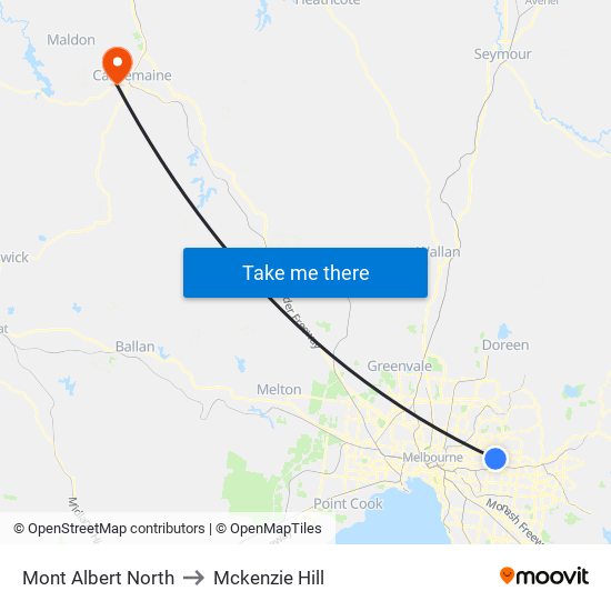 Mont Albert North to Mckenzie Hill map