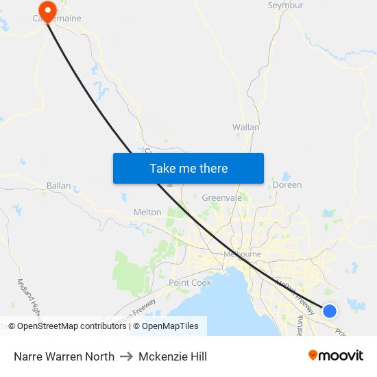 Narre Warren North to Mckenzie Hill map