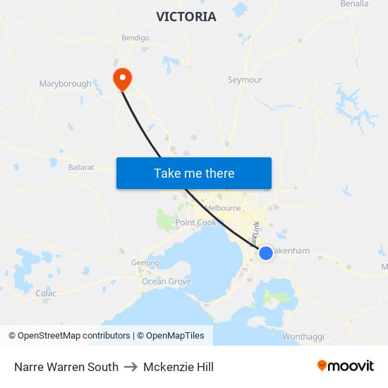 Narre Warren South to Mckenzie Hill map