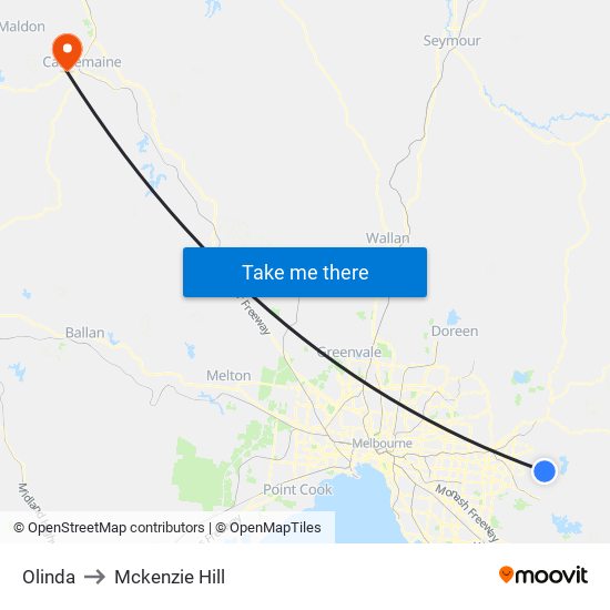 Olinda to Mckenzie Hill map