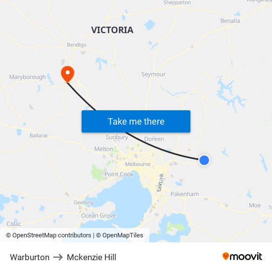 Warburton to Mckenzie Hill map