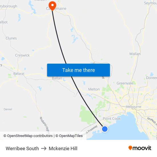 Werribee South to Mckenzie Hill map