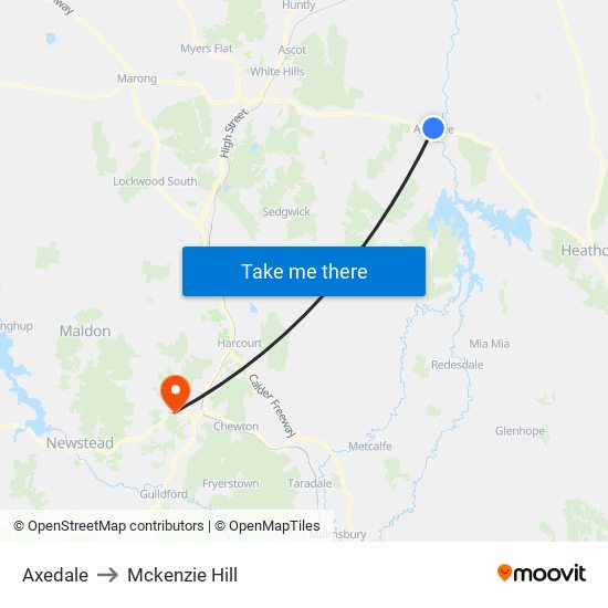 Axedale to Mckenzie Hill map