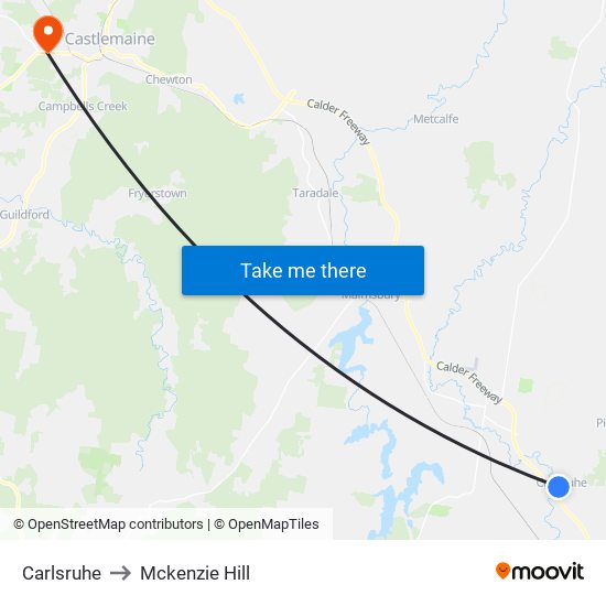 Carlsruhe to Mckenzie Hill map