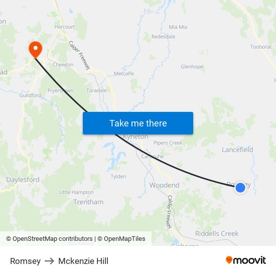 Romsey to Mckenzie Hill map
