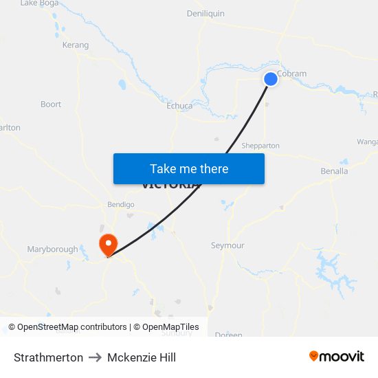 Strathmerton to Mckenzie Hill map