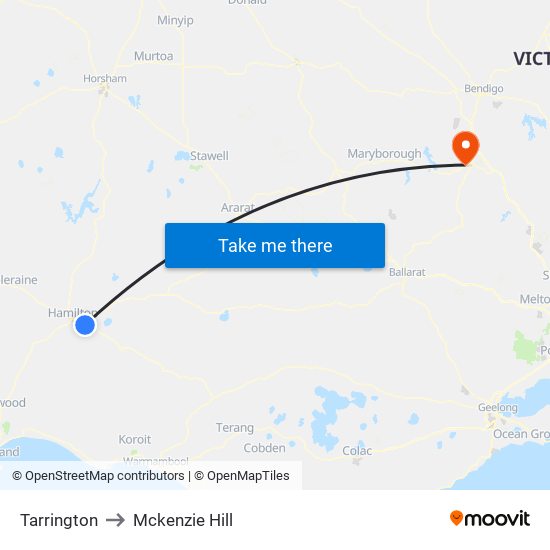 Tarrington to Mckenzie Hill map