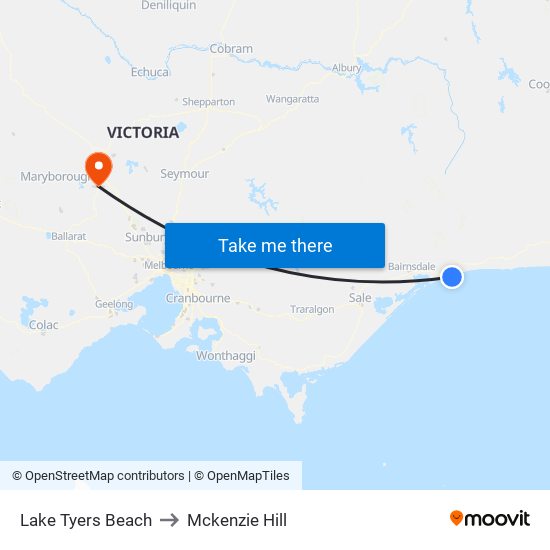 Lake Tyers Beach to Mckenzie Hill map
