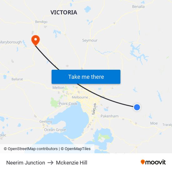 Neerim Junction to Mckenzie Hill map