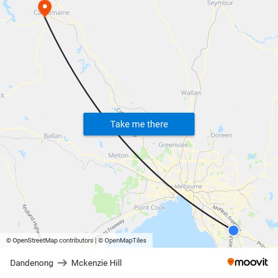 Dandenong to Mckenzie Hill map