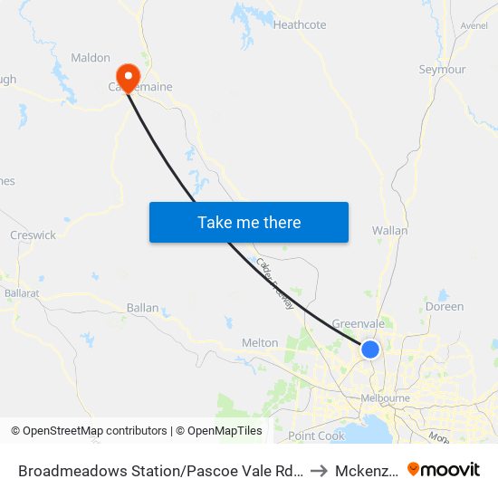 Broadmeadows Station/Pascoe Vale Rd (Broadmeadows) to Mckenzie Hill map