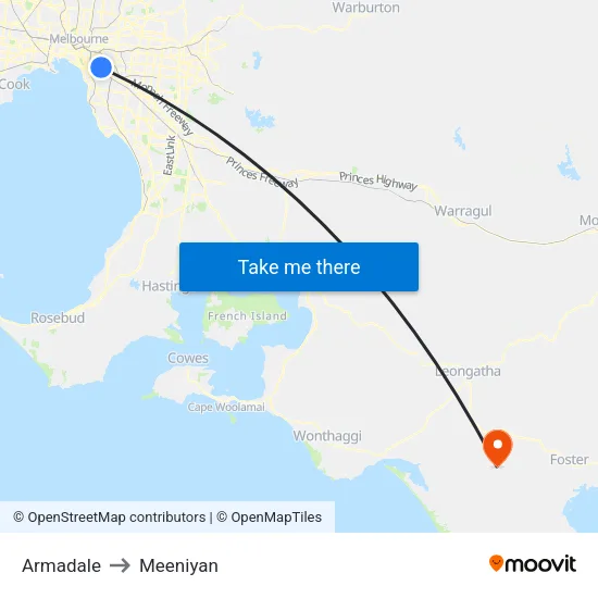 Armadale to Meeniyan map