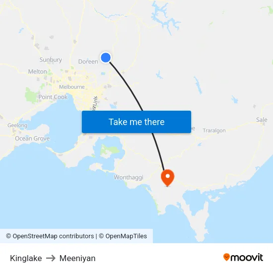 Kinglake to Meeniyan map