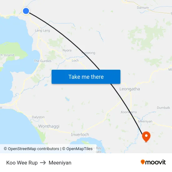 Koo Wee Rup to Meeniyan map