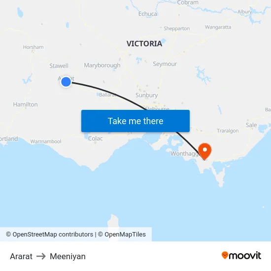 Ararat to Meeniyan map