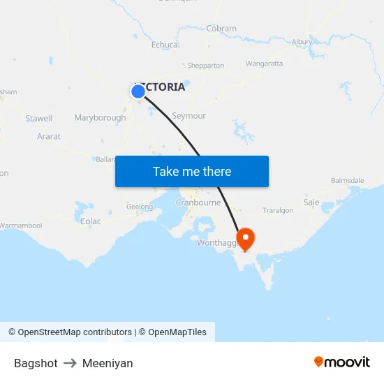 Bagshot to Meeniyan map