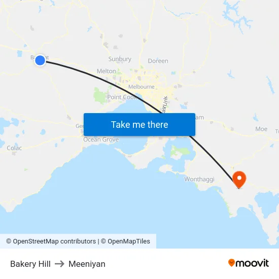 Bakery Hill to Meeniyan map