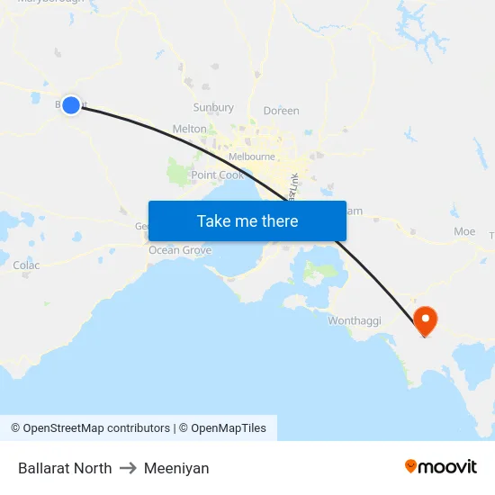 Ballarat North to Meeniyan map