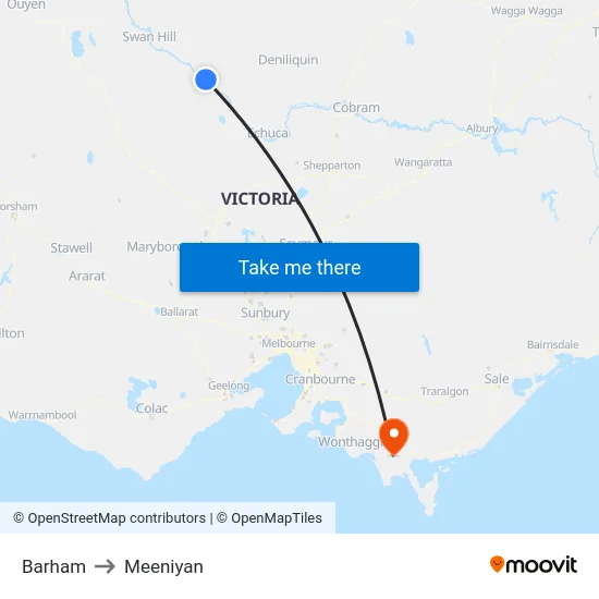 Barham to Meeniyan map