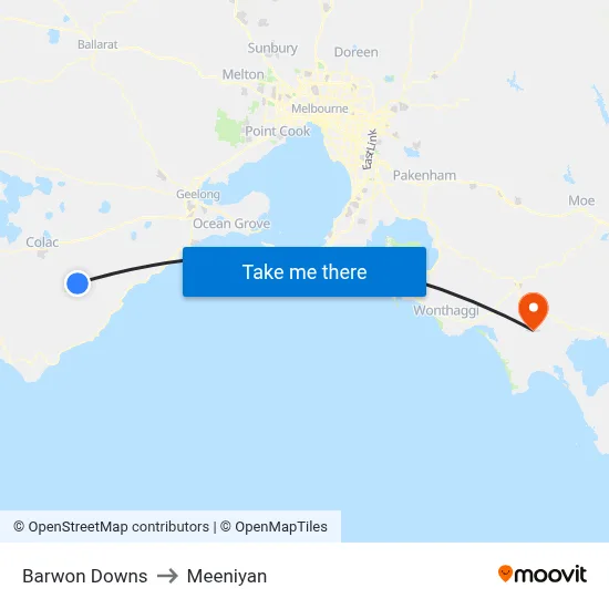 Barwon Downs to Meeniyan map